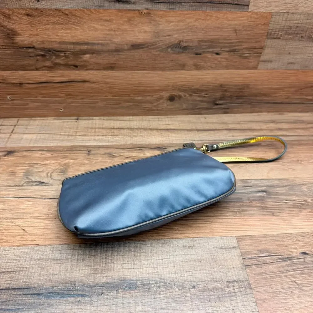 Coach Gray/Lavender Gold Satin  Amanda Clutch Wristlet Handbag Purse